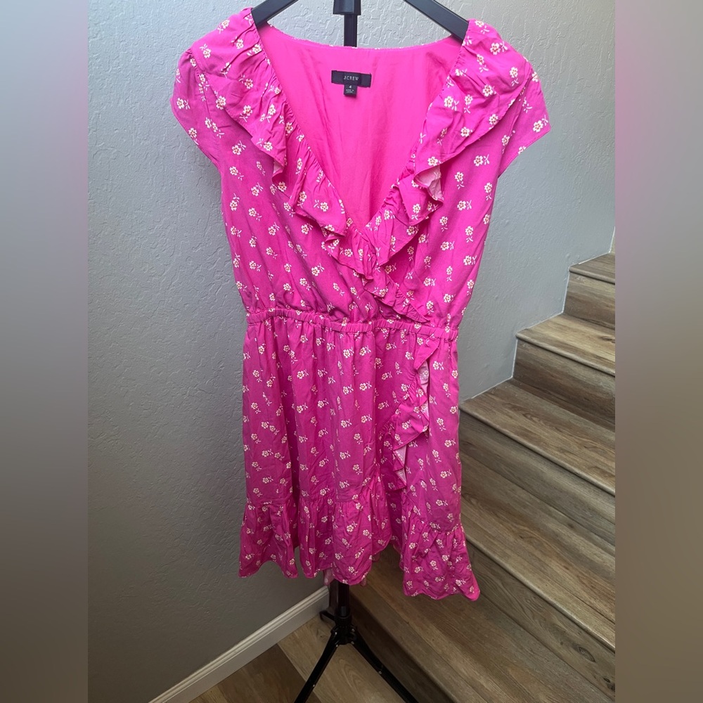 J. Crew Pink Floral Ruffle Kids Dress